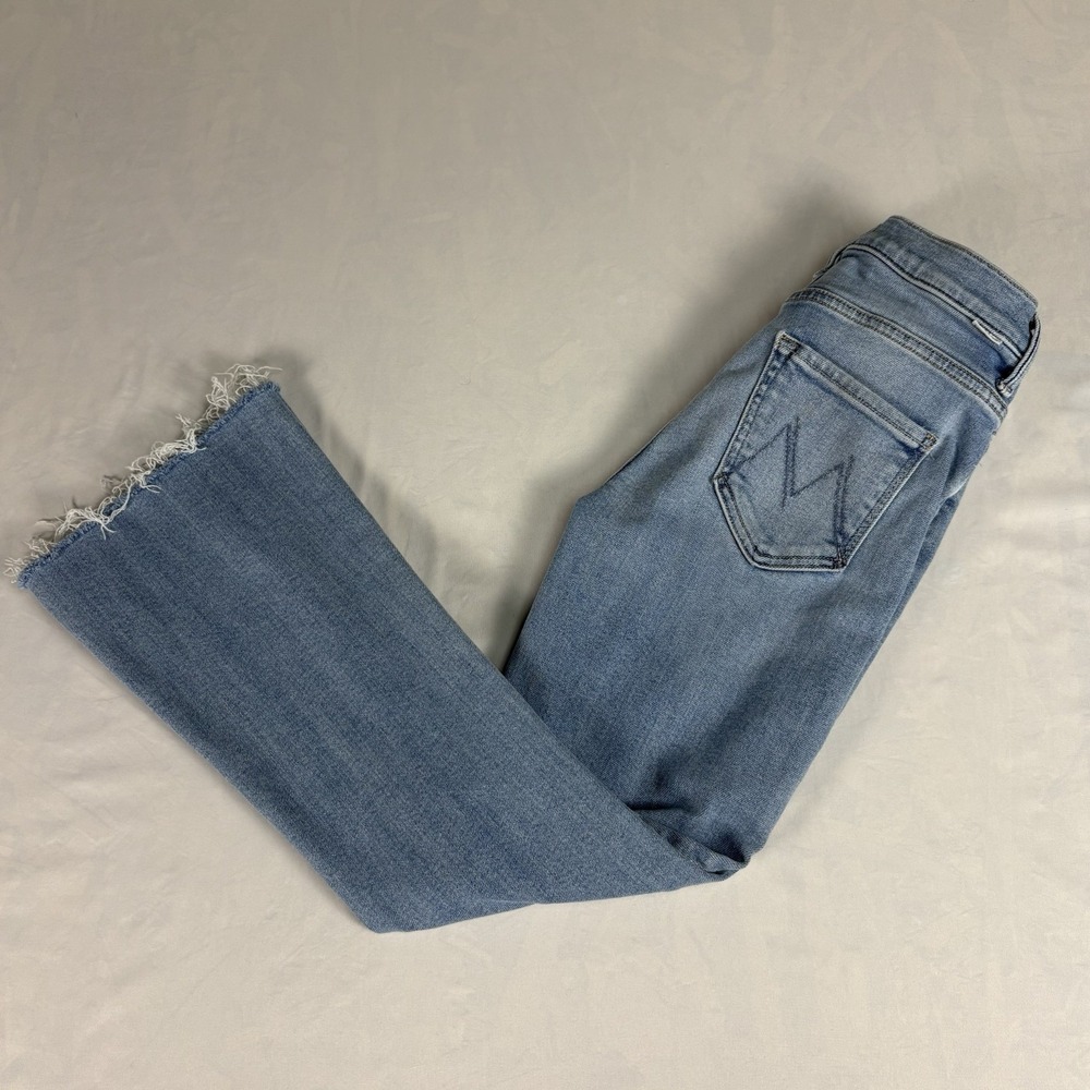 Mother The Weekender Jeans Womens 25 Light Wash Cropped Flare Raw Hem USA